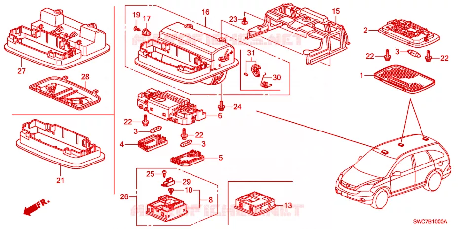 INTERIEUR VERLICHTING Honda  CRV 2011 COMFORT RUNOUT 6-versnellings handgeschakelde versnellingsbak 