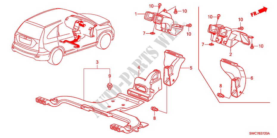 KANAAL voor Honda CR-V ELEGANCE 5 deuren 6-versnellings handgeschakelde versnellingsbak 2011