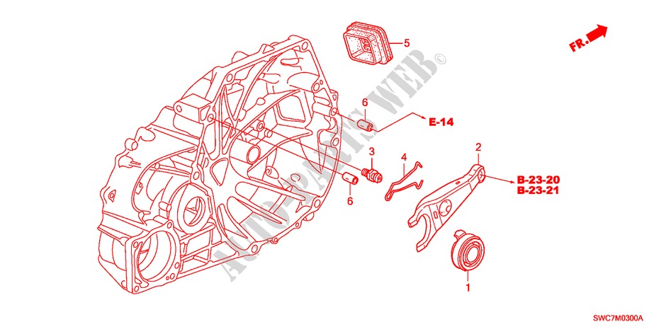 KOPPELING TERUGKEER(2.0L) voor Honda CR-V ELEGANCE 5 deuren 6-versnellings handgeschakelde versnellingsbak 2011