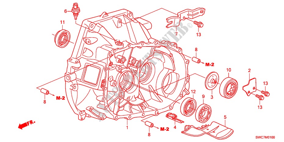 KOPPELINGKAST(2.0L) voor Honda CR-V ELEGANCE 5 deuren 6-versnellings handgeschakelde versnellingsbak 2011