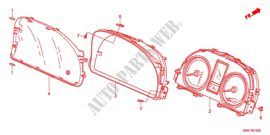 METER voor Honda CR-V ELEGANCE 5 deuren 6-versnellings handgeschakelde versnellingsbak 2011
