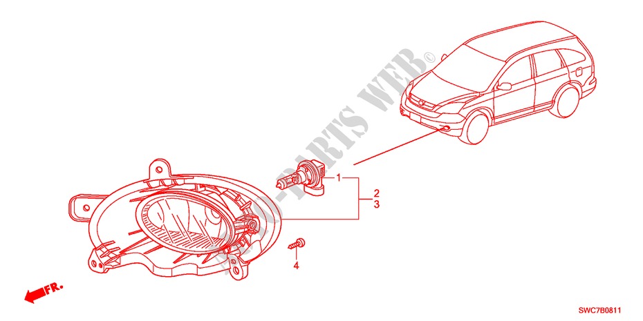 MISTLICHT(2) voor Honda CR-V ELEGANCE 5 deuren 6-versnellings handgeschakelde versnellingsbak 2011