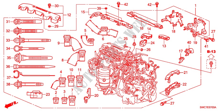 MOTOR BEDRADINGSBUNDEL(2.0L) voor Honda CR-V ELEGANCE 5 deuren 6-versnellings handgeschakelde versnellingsbak 2011