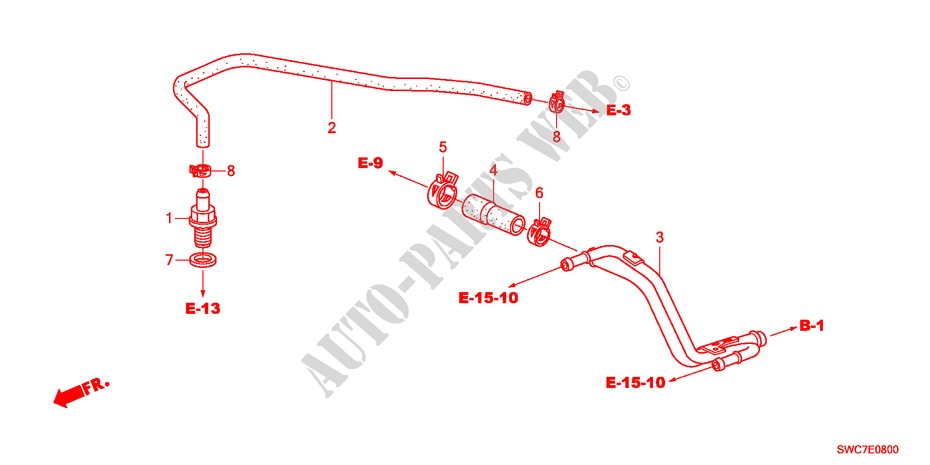 ONTLUCHTER PIJP(2.0L) voor Honda CR-V ELEGANCE 5 deuren 6-versnellings handgeschakelde versnellingsbak 2011