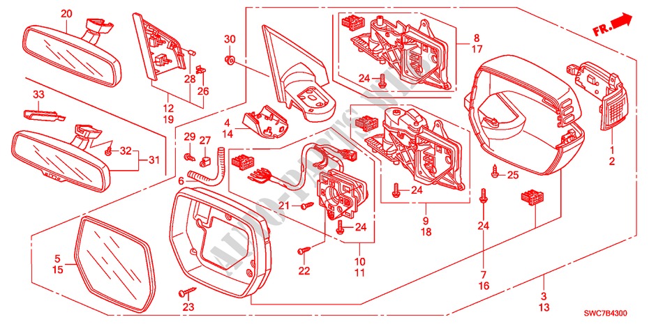 SPIEGEL voor Honda CR-V ELEGANCE 5 deuren 6-versnellings handgeschakelde versnellingsbak 2011