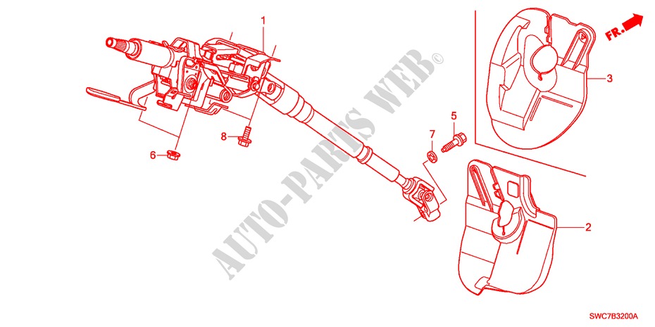 STUURKOLOM voor Honda CR-V ELEGANCE 5 deuren 6-versnellings handgeschakelde versnellingsbak 2011