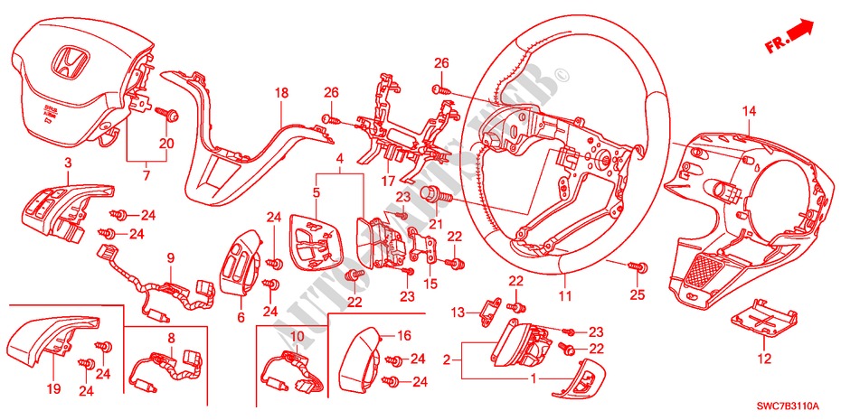 STUURWIEL voor Honda CR-V ELEGANCE 5 deuren 6-versnellings handgeschakelde versnellingsbak 2011