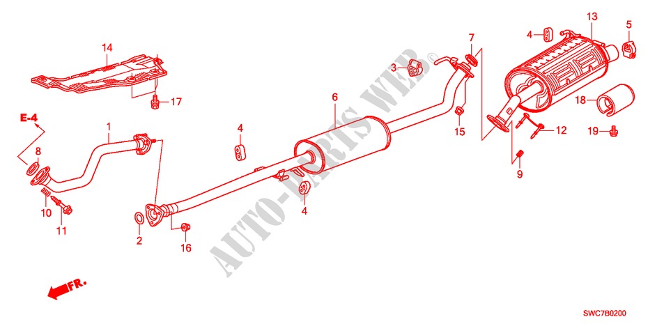 UITLAATPIJP/GELUIDDEMPER(2.0L) voor Honda CR-V ELEGANCE 5 deuren 6-versnellings handgeschakelde versnellingsbak 2011