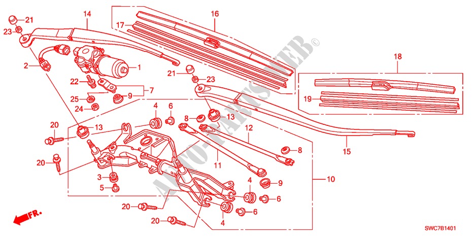 VOOR RUITESPROEIER(RH) voor Honda CR-V 2.4 EXECUTIVE 5 deuren 6-versnellings handgeschakelde versnellingsbak 2011
