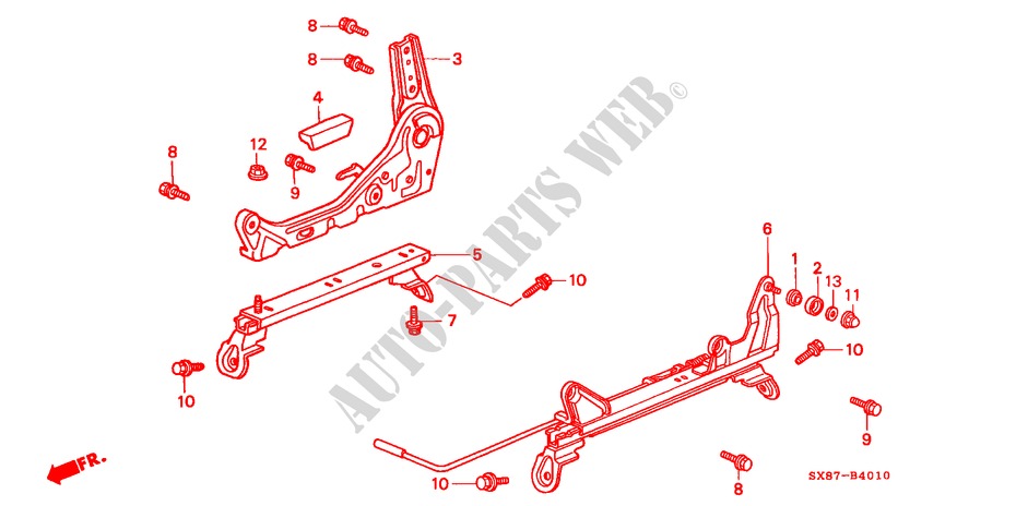 V. ZITTING COMPONENTEN (R.) voor Honda CITY LXI-G 4 deuren 5-versnellings handgeschakelde versnellingsbak 2001