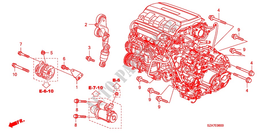 DYNAMOSTANG/SPANNER voor Honda PILOT EX-L 5 deuren 5-traps automatische versnellingsbak 2009
