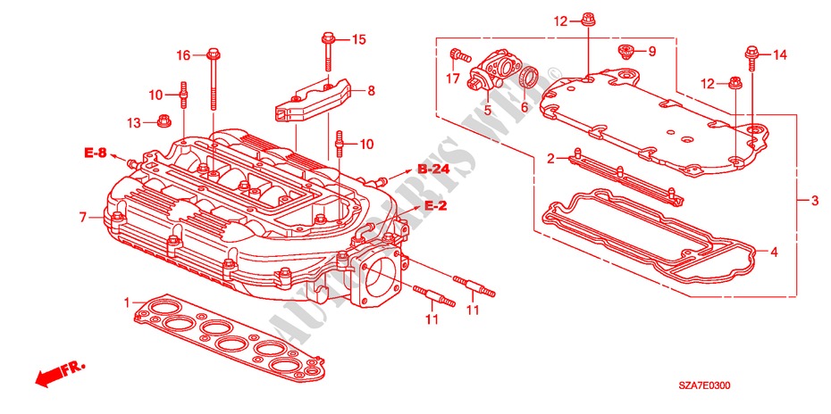 INLAAT SPRUITSTUK voor Honda PILOT EX-L 5 deuren 5-traps automatische versnellingsbak 2009