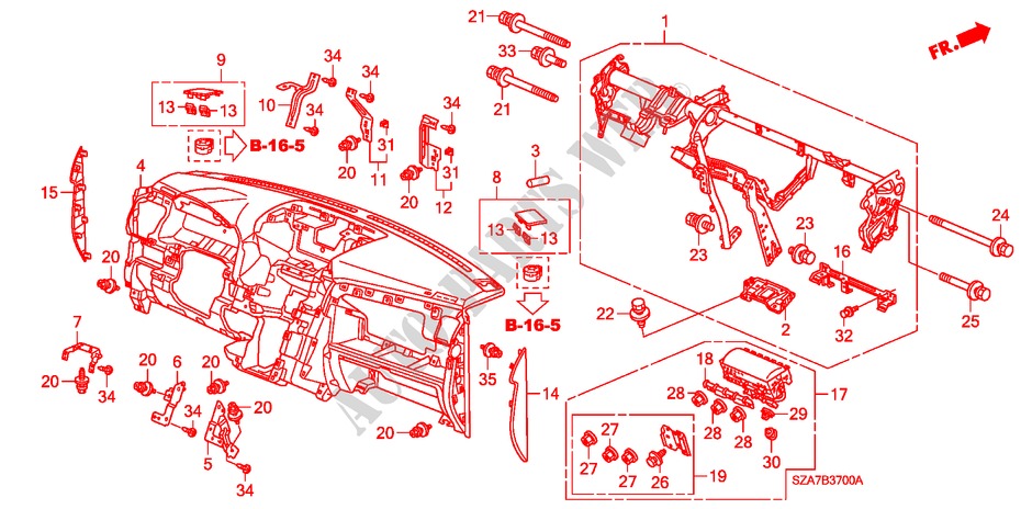 INSTRUMENTEN PANEEL voor Honda PILOT EX-L 5 deuren 5-traps automatische versnellingsbak 2009