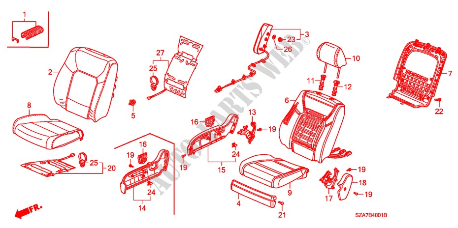 VOOR ZITTING(R.) voor Honda PILOT EX-L 5 deuren 5-traps automatische versnellingsbak 2009