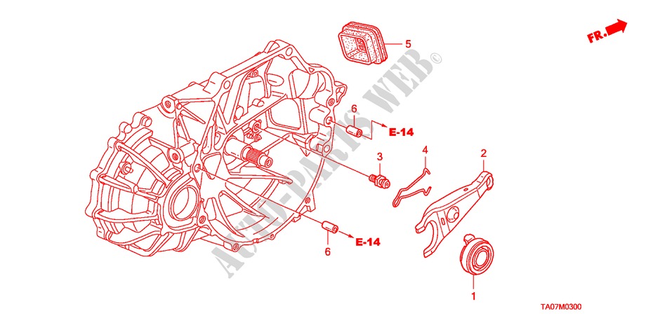 KOPPELING TERUGKEER(L4) voor Honda ACCORD 2.4 LX 4 deuren 5-versnellings handgeschakelde versnellingsbak 2010