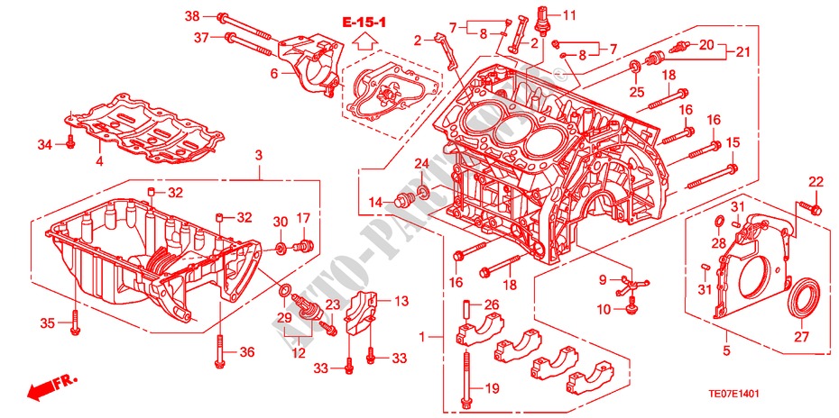 CILINDERBLOK/OLIEPAN(V6) voor Honda ACCORD V6 EX 2 deuren 5-traps automatische versnellingsbak 2011