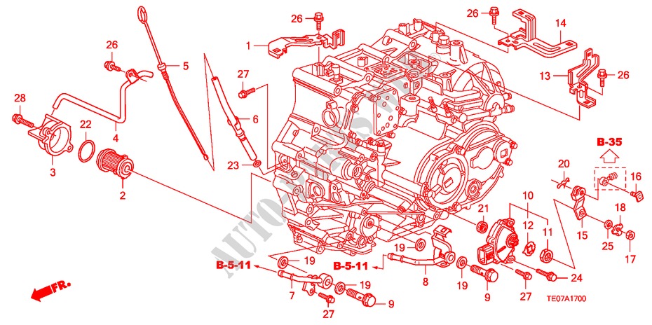 OLIEPEILMETER/ATF PIJP(V6) voor Honda ACCORD V6 EXG 2 deuren 5-traps automatische versnellingsbak 2010