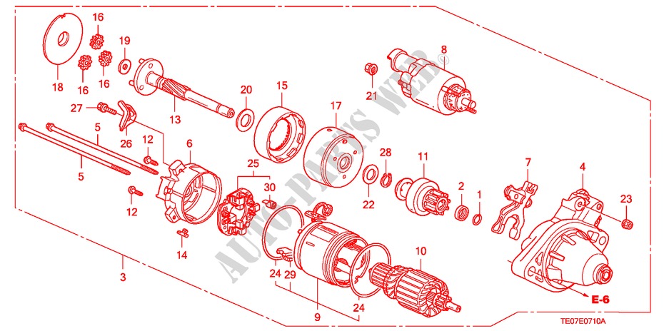 STARTMOTOR(DENSO)(L4) voor Honda ACCORD 2.4 EXG 2 deuren 5-traps automatische versnellingsbak 2009