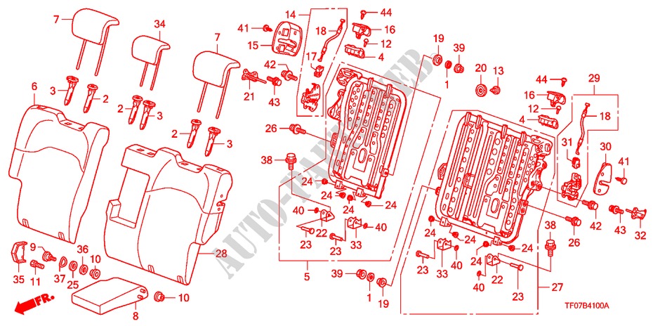 ACHTER ZITTING ACHTER voor Honda JAZZ 1.4 ES   TEMP TIRE 5 deuren 5-versnellings handgeschakelde versnellingsbak 2009
