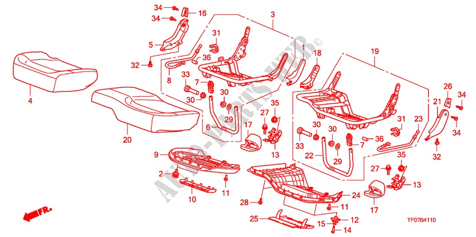 ACHTER ZITTING KUSSEN voor Honda JAZZ 1.4 ELEG TEMP TIRE 5 deuren 5-versnellings handgeschakelde versnellingsbak 2009