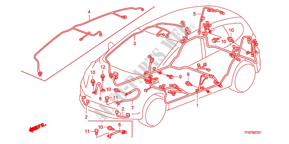 BEDRADINGSBUNDEL(RH) (1) voor Honda JAZZ 1.4 EX 5 deuren intelligente transmissie IMT 2009