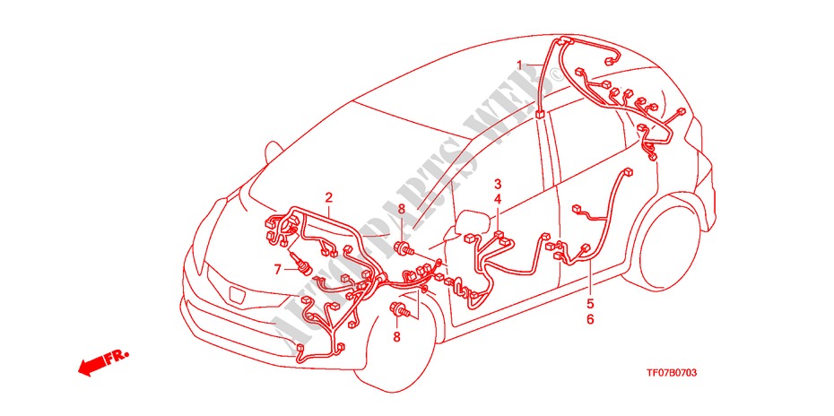 BEDRADINGSBUNDEL(RH) (2) voor Honda JAZZ 1.4 EX 5 deuren intelligente transmissie IMT 2009
