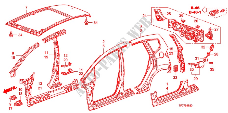 BUITEN PANELEN/ACHTER PANEEL voor Honda JAZZ 1.4 EX 5 deuren intelligente transmissie IMT 2009