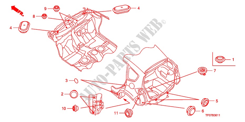 DOORVOERTULLE(ACHTER) voor Honda JAZZ 1.4 EX 5 deuren intelligente transmissie IMT 2009