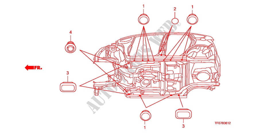 DOORVOERTULLE(ONDER) voor Honda JAZZ 1.4 LS 5 deuren 5-versnellings handgeschakelde versnellingsbak 2009