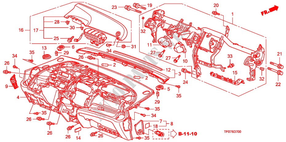 INSTRUMENTEN PANEEL(LH) voor Honda JAZZ 1.5 LXT 5 deuren 5-versnellings handgeschakelde versnellingsbak 2009