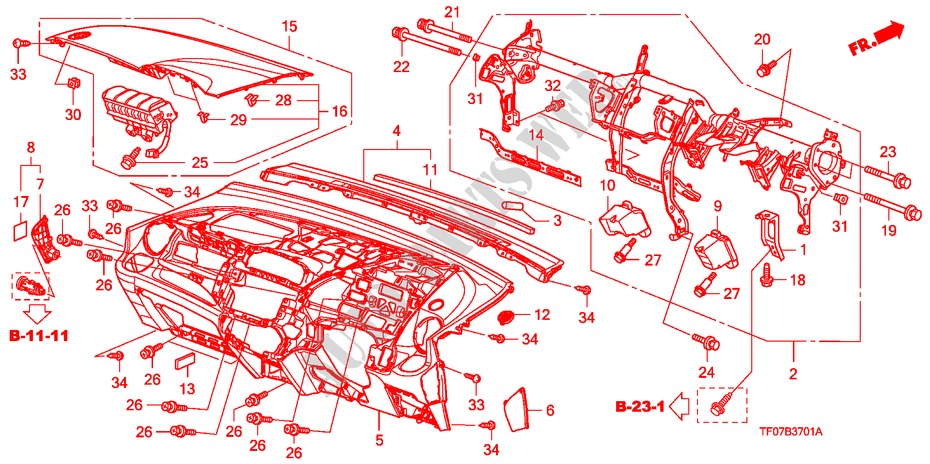 INSTRUMENTEN PANEEL(RH) voor Honda JAZZ 1.4 EXCL TEMP TIRE 5 deuren intelligente transmissie IMT 2009