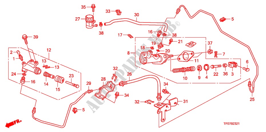 KOPPELING HOOFDCILINDER (RH) voor Honda JAZZ 1.5 LSPO 5 deuren 5-versnellings handgeschakelde versnellingsbak 2009
