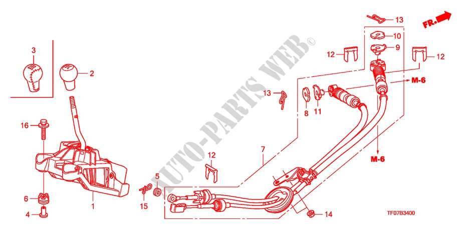 OVERSCHAKELHENDEL voor Honda JAZZ 1.4 LS 5 deuren 5-versnellings handgeschakelde versnellingsbak 2009