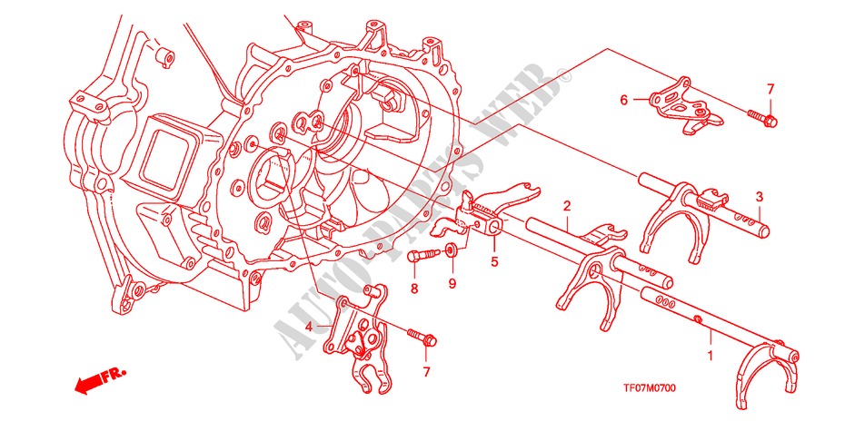OVERSCHAKELVORK/OVERSCHAKELHOUDER (MT) voor Honda JAZZ 1.4 EXCL TEMP TIRE 5 deuren 5-versnellings handgeschakelde versnellingsbak 2009