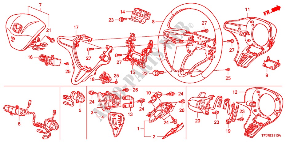 STUURWIEL(SRS) voor Honda JAZZ 1.5 EX 5 deuren 5-versnellings handgeschakelde versnellingsbak 2009