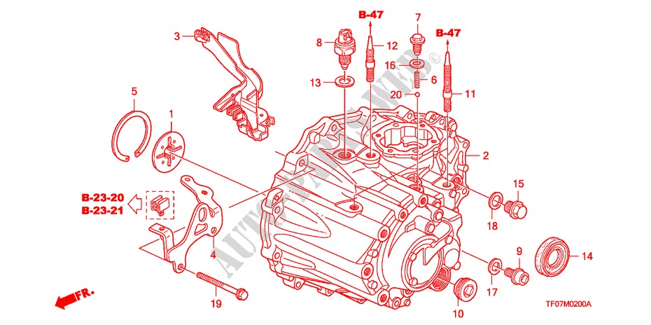 TRANSMISSIE HUIS(MT) voor Honda JAZZ 1.5 EX 5 deuren 5-versnellings handgeschakelde versnellingsbak 2009