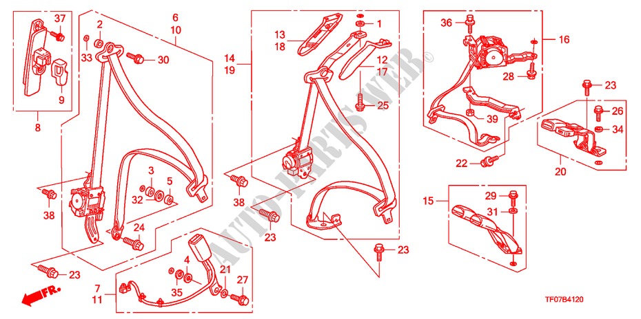 VEILIGHEIDSRIEMEN voor Honda JAZZ 1.4 ES   TEMP TIRE 5 deuren 5-versnellings handgeschakelde versnellingsbak 2009