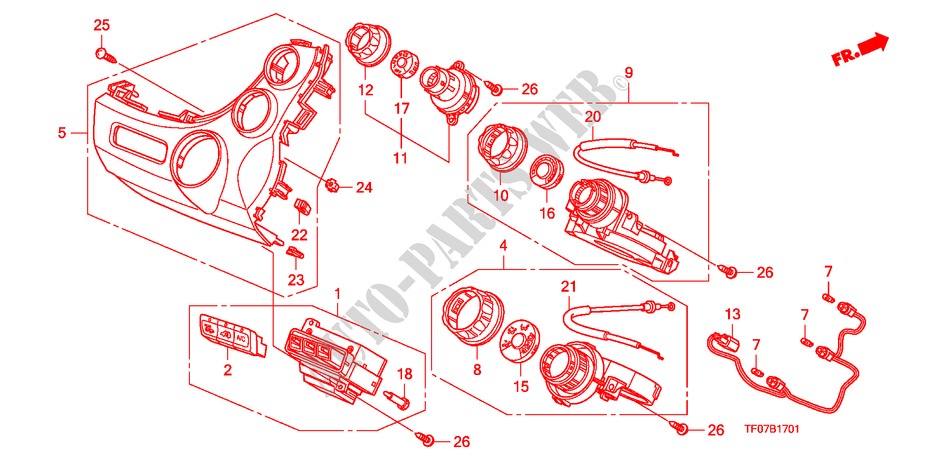 VERWARMING REGELAAR(RH) voor Honda JAZZ 1.3 LX 5 deuren 5-versnellings handgeschakelde versnellingsbak 2009