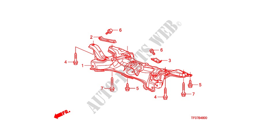 VOOR SUB FRAME voor Honda JAZZ 1.4 LS 5 deuren 5-versnellings handgeschakelde versnellingsbak 2009