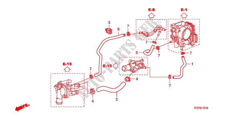 WATERSLANG voor Honda JAZZ 1.4 LS 5 deuren 5-versnellings handgeschakelde versnellingsbak 2009