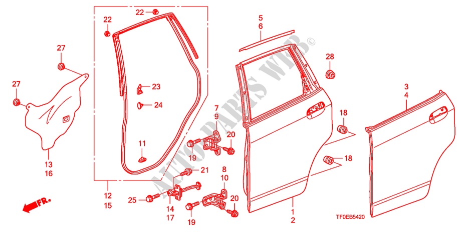 ACHTER PORTIER PANEEL voor Honda JAZZ 1.4 LSS 5 deuren 5-versnellings handgeschakelde versnellingsbak 2010