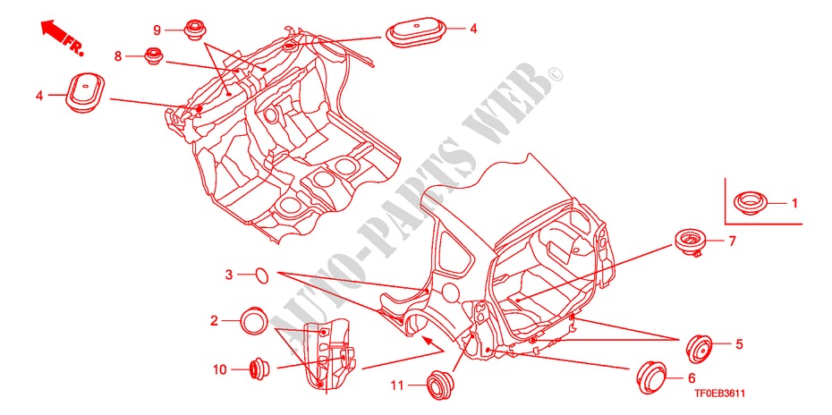 DOORVOERTULLE(ACHTER) voor Honda JAZZ 1.4 ES 5 deuren 5-versnellings handgeschakelde versnellingsbak 2010