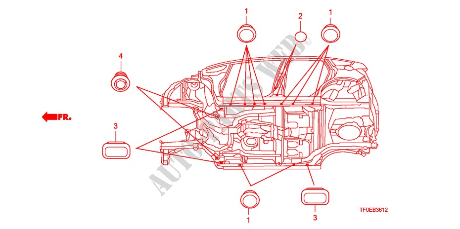 DOORVOERTULLE(ONDER) voor Honda JAZZ 1.4 ES 5 deuren 5-versnellings handgeschakelde versnellingsbak 2010