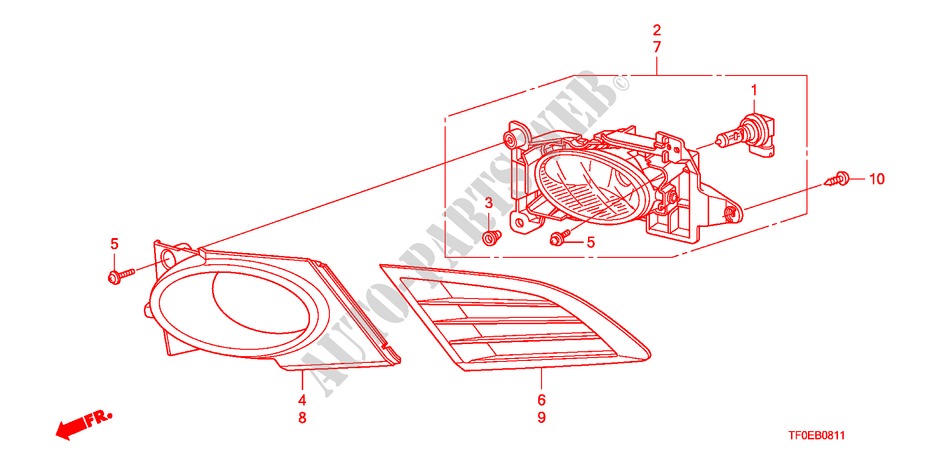 MISTLICHT(2) voor Honda JAZZ 1.4 LSS 5 deuren 5-versnellings handgeschakelde versnellingsbak 2010