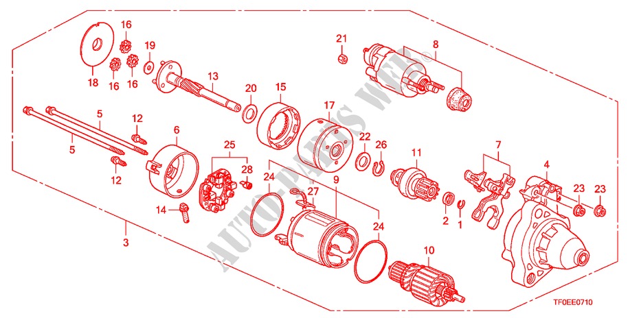 STARTMOTOR(DENSO) voor Honda JAZZ 1.4 LSS 5 deuren 5-versnellings handgeschakelde versnellingsbak 2010