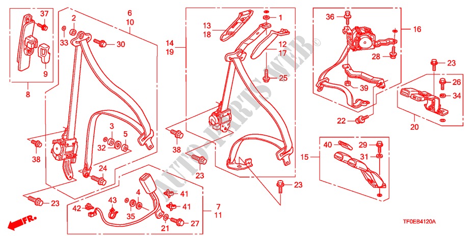 VEILIGHEIDSRIEMEN voor Honda JAZZ 1.4 ES 5 deuren 5-versnellings handgeschakelde versnellingsbak 2010