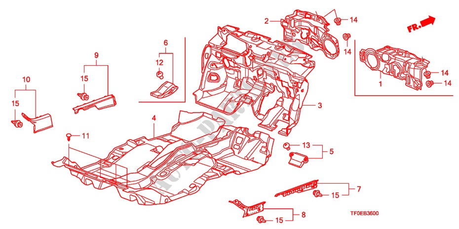 VLOERMAT voor Honda JAZZ 1.4 ES 5 deuren 5-versnellings handgeschakelde versnellingsbak 2010