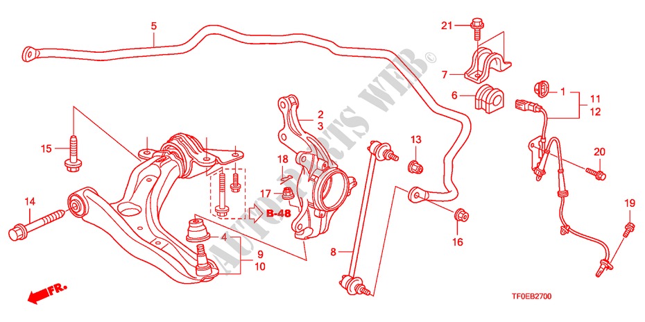 VOOR ONDER ARM voor Honda JAZZ 1.4 ES 5 deuren 5-versnellings handgeschakelde versnellingsbak 2010