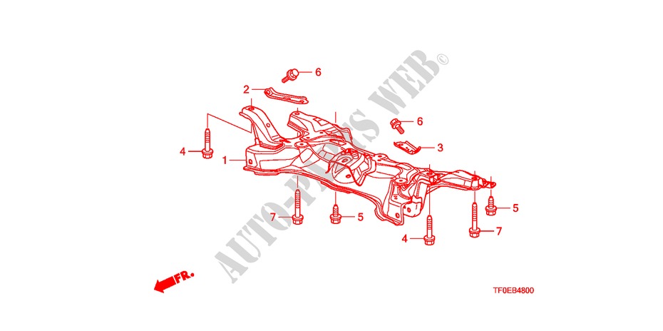 VOOR SUB FRAME voor Honda JAZZ 1.4 LSS 5 deuren 5-versnellings handgeschakelde versnellingsbak 2010