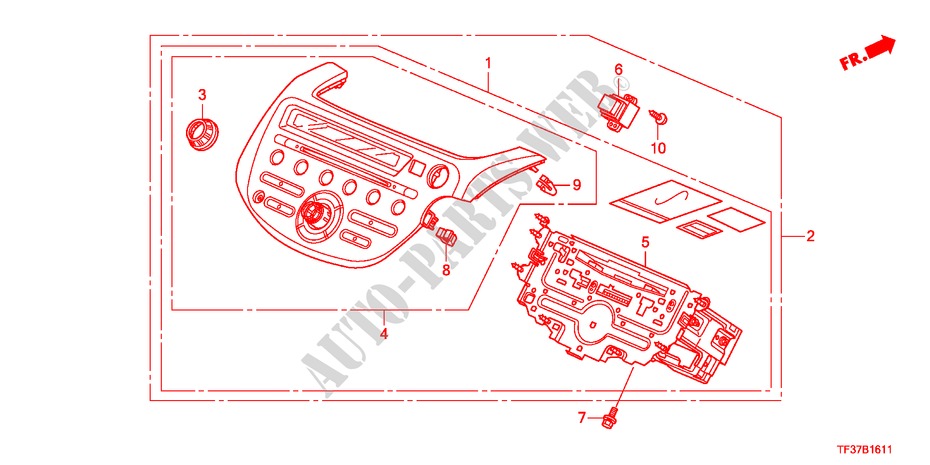 AUDIO UNIT(RH) voor Honda JAZZ 1.3LX 5 deuren 5-versnellings handgeschakelde versnellingsbak 2011